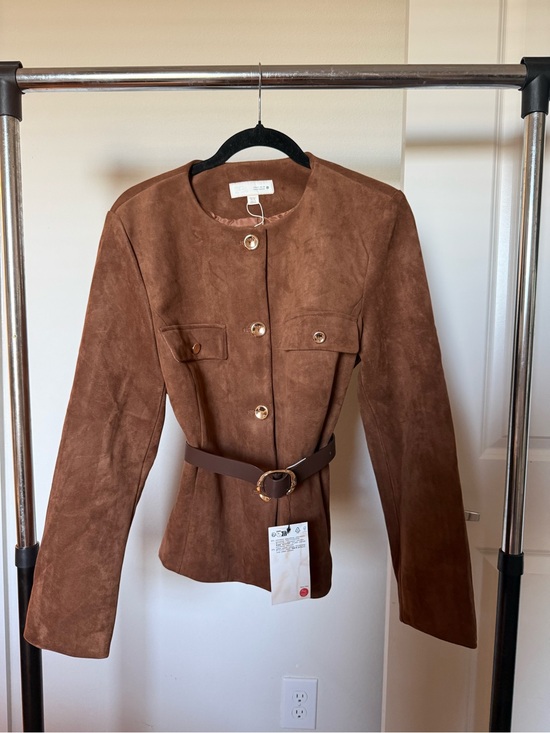 Zara Jackets & Blazers - Zara Brown Suede Belted Blazer